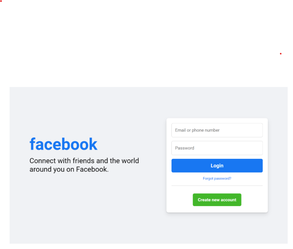 Facebook login page
